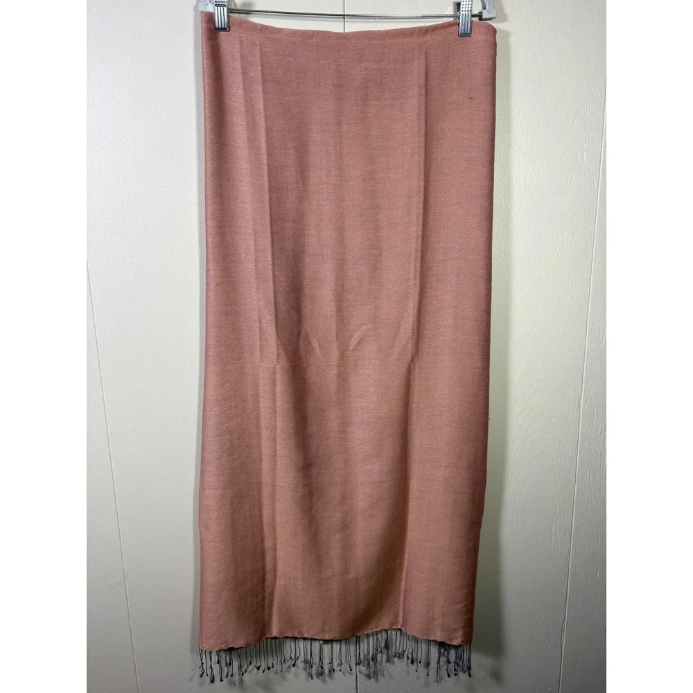 Handmade Nepal 100% Cashmere Scarf Wrap Shawl Rose Blue Fringe 80x27